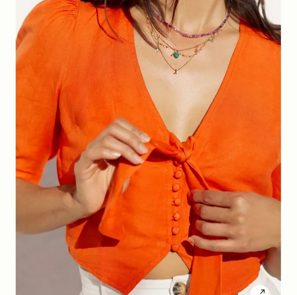 Anthropologie Maeve Tie Front Blouse
